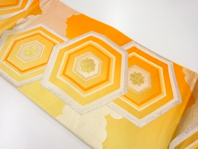 アンティーク　亀甲に花模様織出し袋帯（材料）